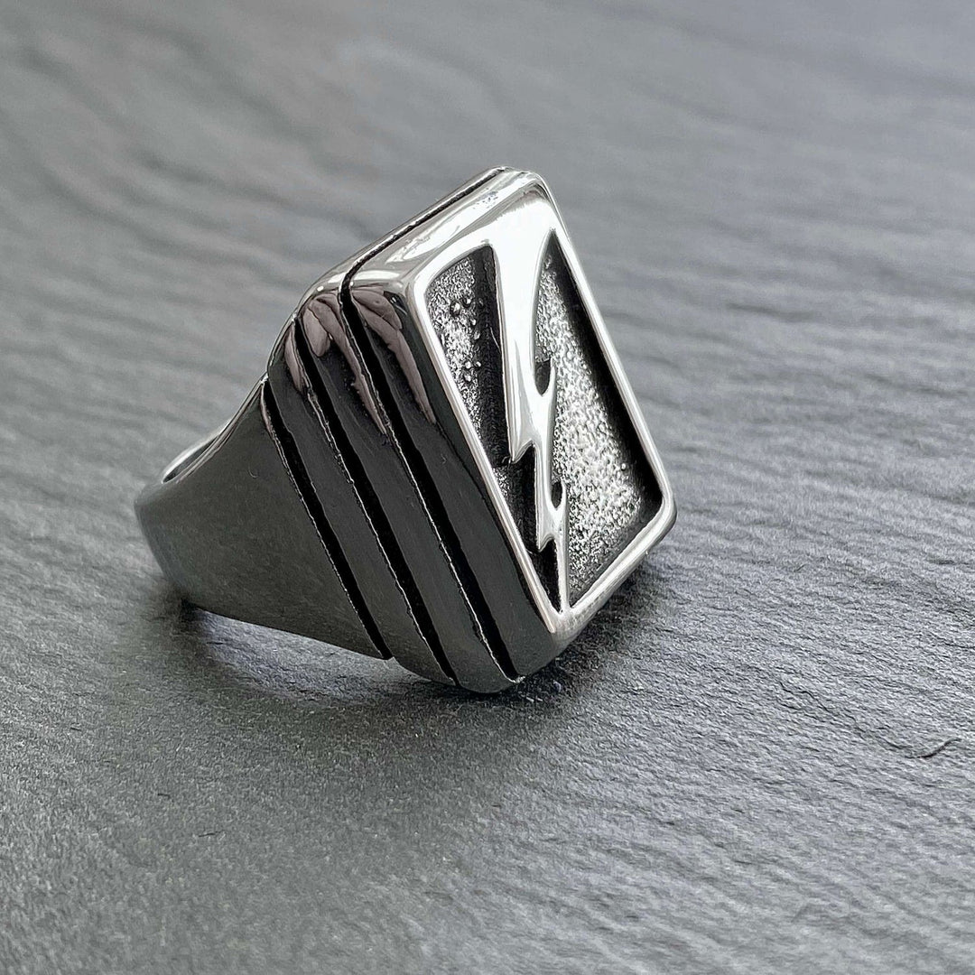 WorldNorse Lightning Bolt Stainless Steel Ring