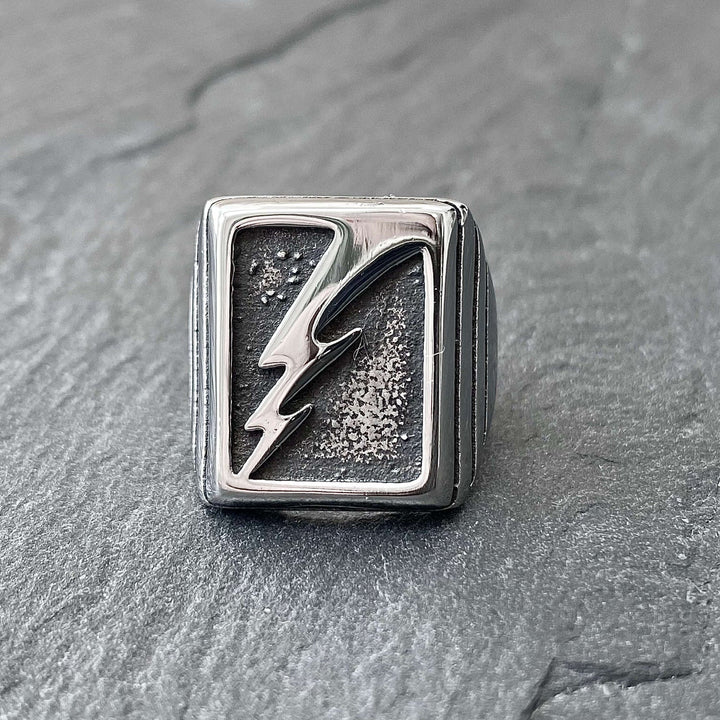 WorldNorse Lightning Bolt Stainless Steel Ring