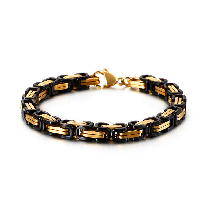 WorldNorse Multi-Size Titanium Steel Link Bracelet - Gold&Black - 6mm - 45cm - image 18