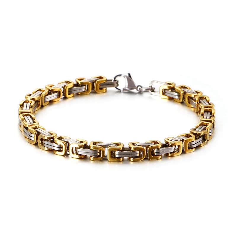 WorldNorse Multi-Size Titanium Steel Link Bracelet - Silver&Gold - 5mm - 45cm - image 10