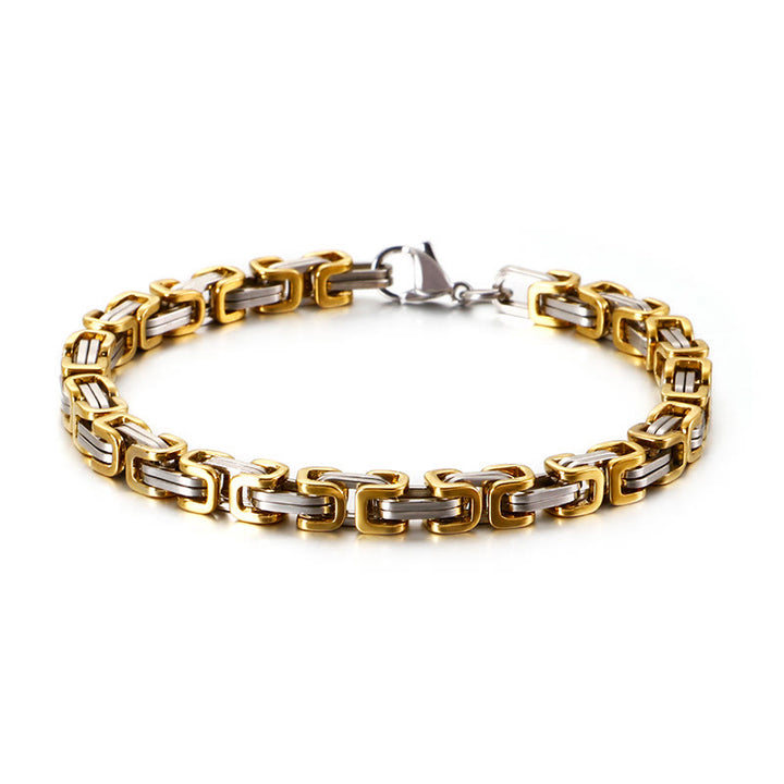 WorldNorse Multi-Size Titanium Steel Link Bracelet - Silver&Gold - 5mm - 45cm - image 10