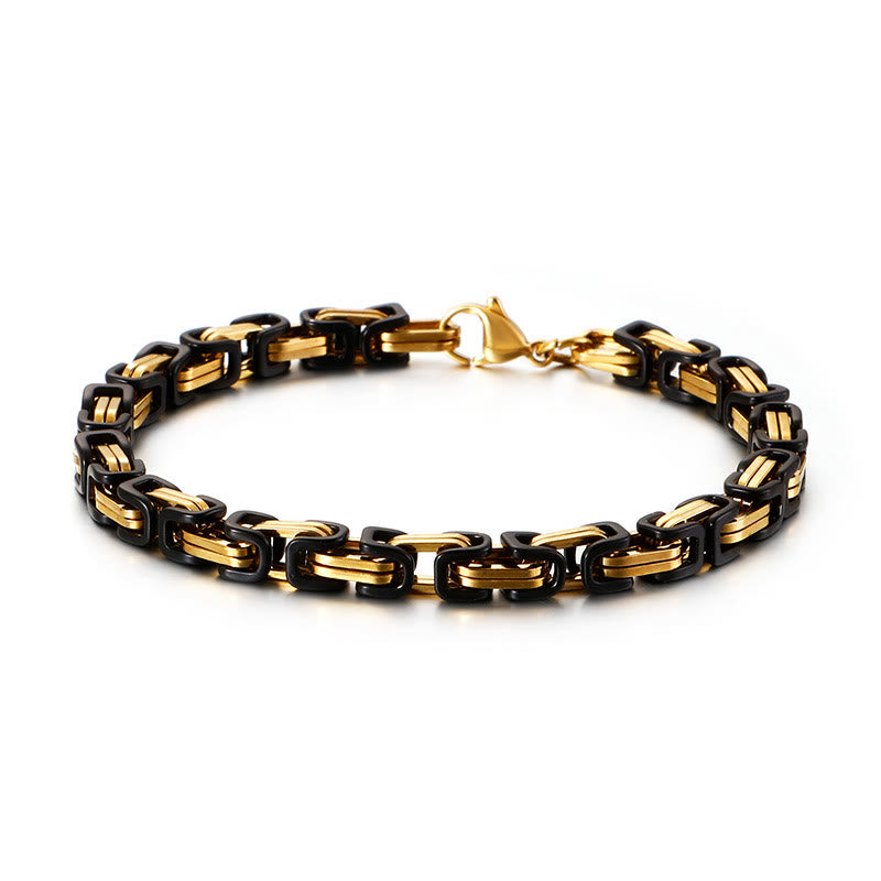 WorldNorse Multi-Size Titanium Steel Link Bracelet - Gold&Black - 5mm - 45cm - image 17