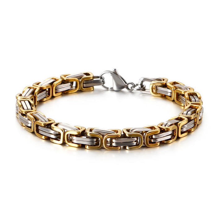 WorldNorse Multi-Size Titanium Steel Link Bracelet - Silver&Gold - 6mm - 45cm - image 12