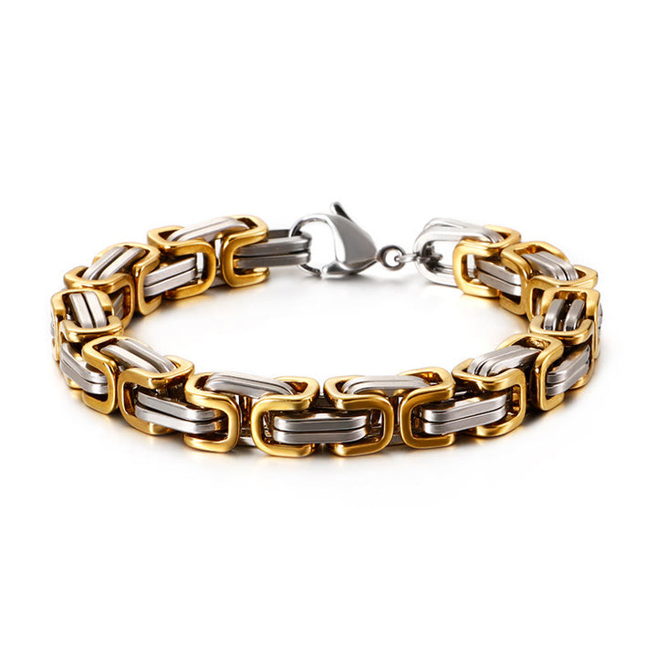 WorldNorse Multi-Size Titanium Steel Link Bracelet - Silver&Gold - 8mm - 45cm - image 13