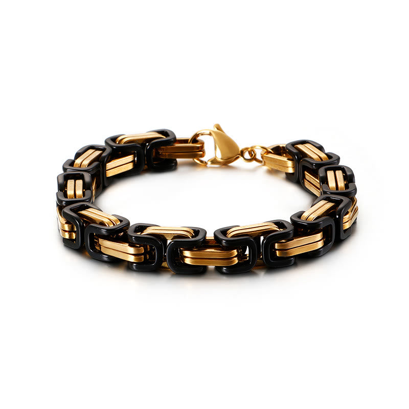 WorldNorse Multi-Size Titanium Steel Link Bracelet - Gold&Black - 8mm - 45cm - image 19