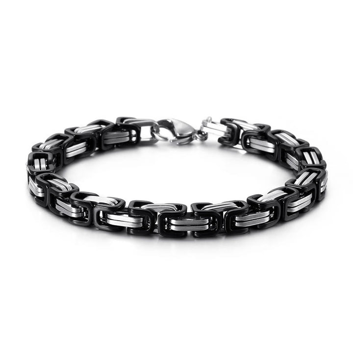 WorldNorse Multi-Size Titanium Steel Link Bracelet - Silver&Black - 6mm - 45cm - image 15