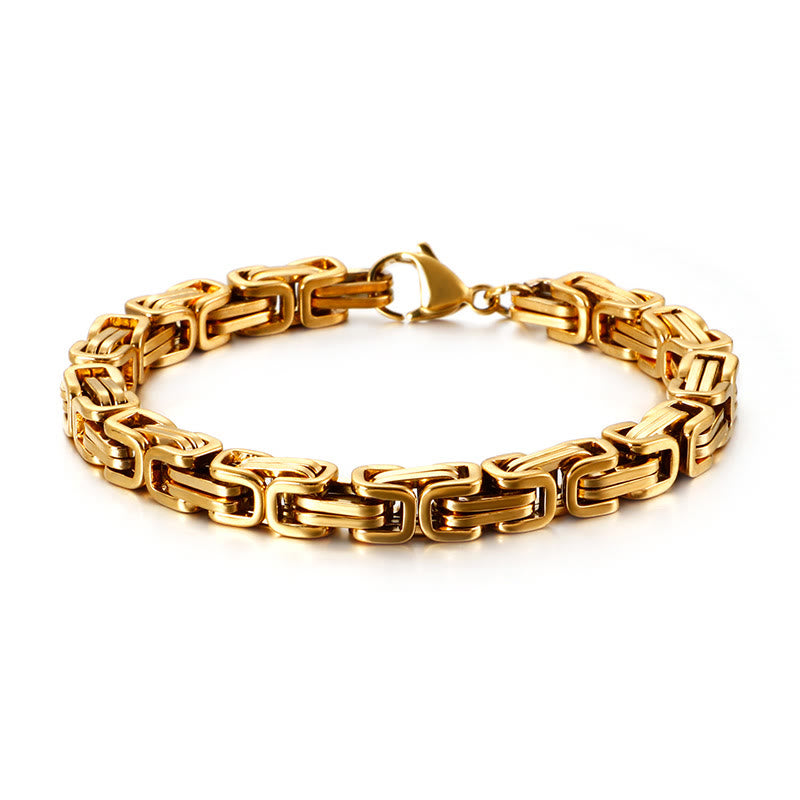 WorldNorse Multi-Size Titanium Steel Link Bracelet - Gold - 6mm - 45cm - image 5