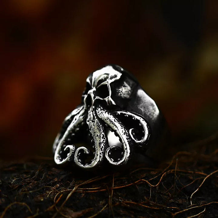 WorldNorse Octopus Skull Punk Stainless Steel Seaman Ring