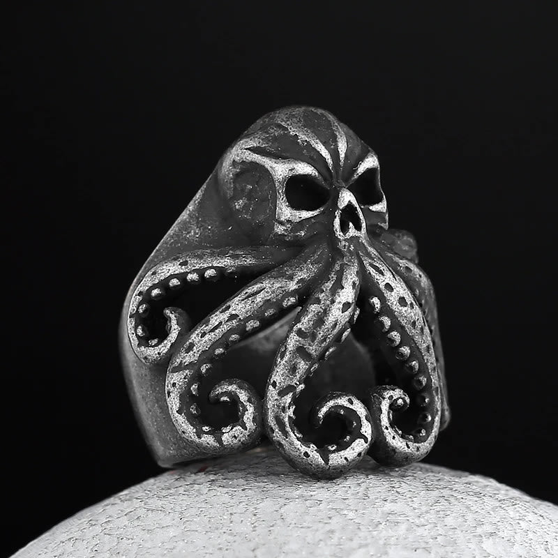 WorldNorse Octopus Skull Punk Stainless Steel Seaman Ring