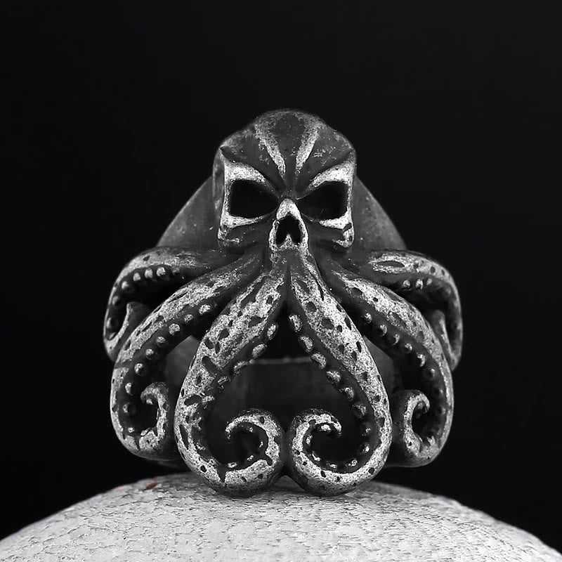 WorldNorse Octopus Skull Punk Stainless Steel Seaman Ring