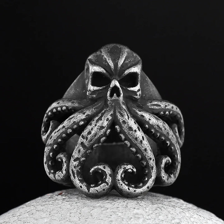 WorldNorse Octopus Skull Punk Stainless Steel Seaman Ring