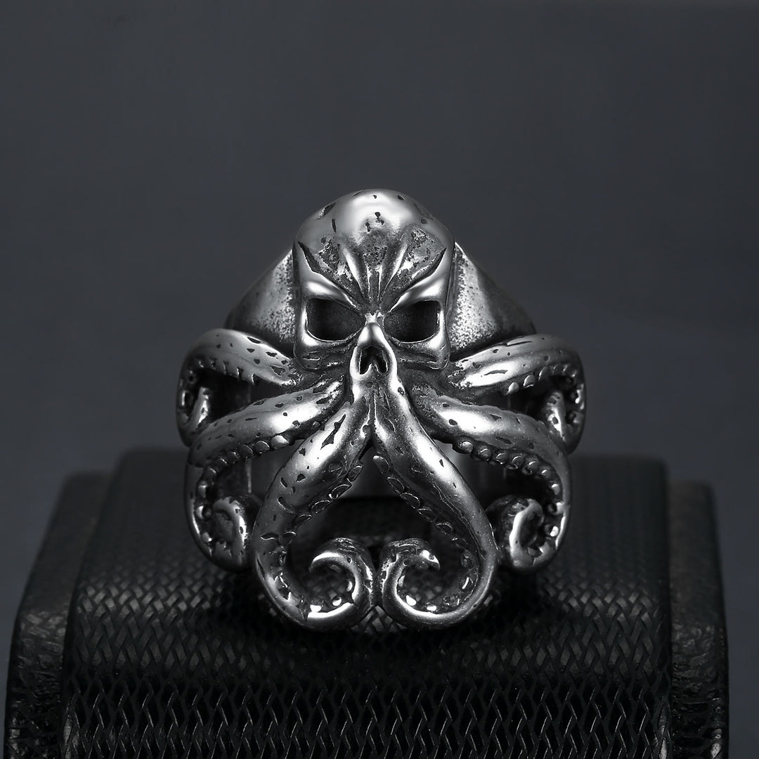 WorldNorse Octopus Skull Punk Stainless Steel Seaman Ring