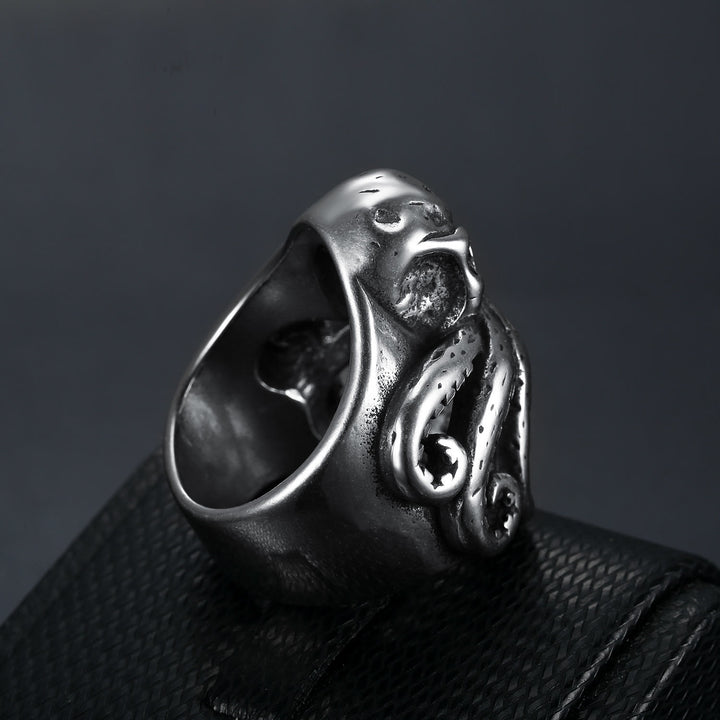 WorldNorse Octopus Skull Punk Stainless Steel Seaman Ring