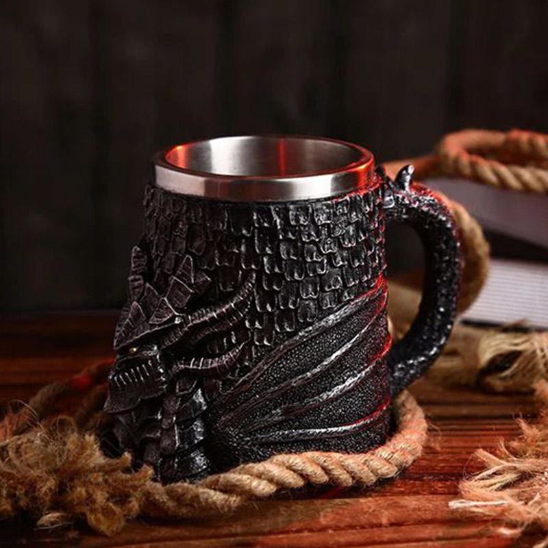 WorldNorse Black Dragon Steel Mug