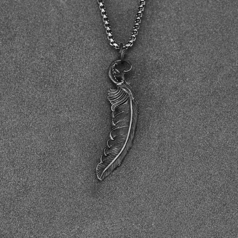 WorldNorse Handcrafted 999 Silver Feather Necklace - With Box Chain - 60cm - image 1
