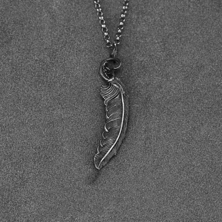 WorldNorse 999 Sterling Silver Feather Necklace - With Rolo Chain - 55cm - image 2