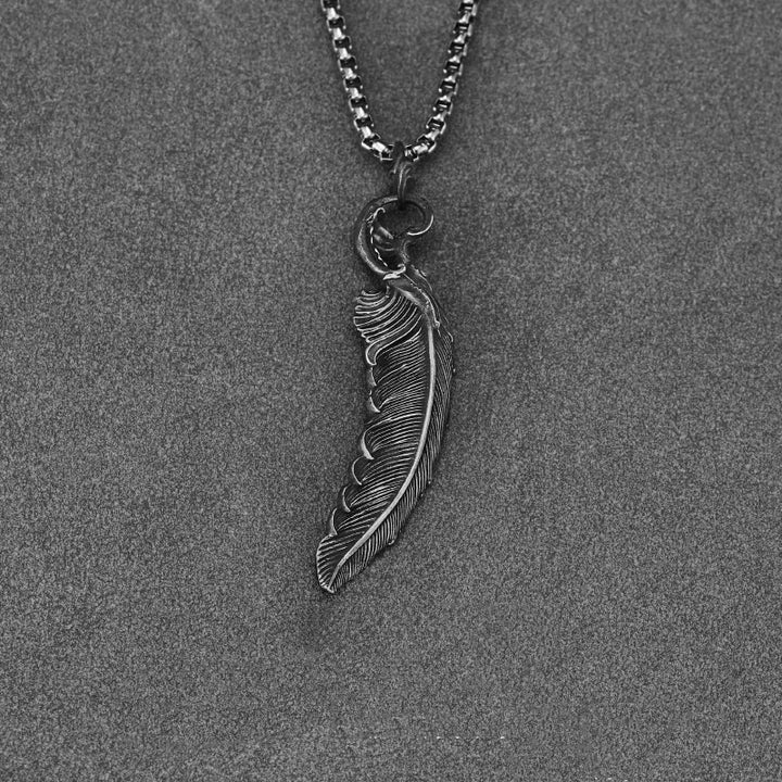 WorldNorse Handcrafted 999 Silver Feather Necklace - With Box Chain - 60cm - NO THANKS - image 1