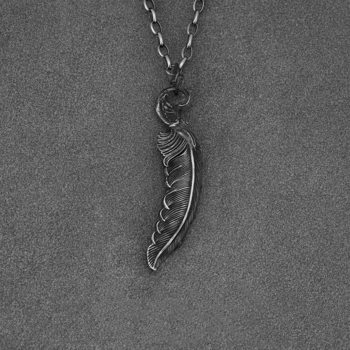 WorldNorse 999 Sterling Silver Feather Necklace - With Oval Chain - 60cm - image 3