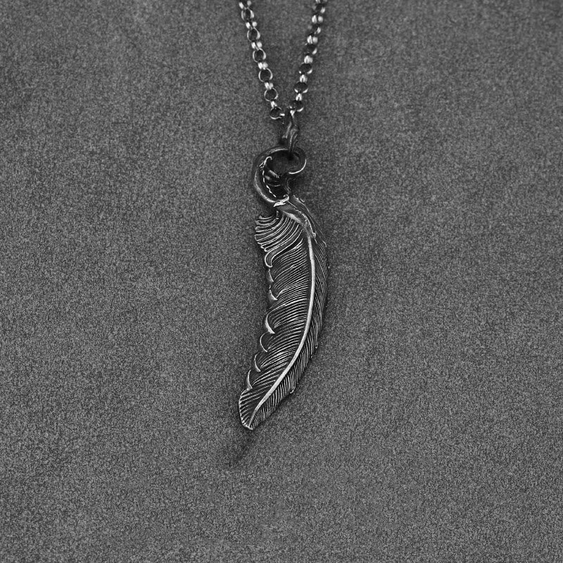 WorldNorse 999 Sterling Silver Feather Necklace - With Rolo Chain - 60cm - image 2