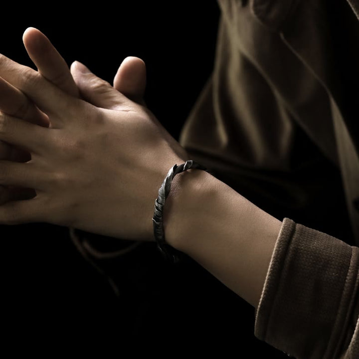 WorldNorse 999 Sterling Silver Feather Open Bracelet - image 1