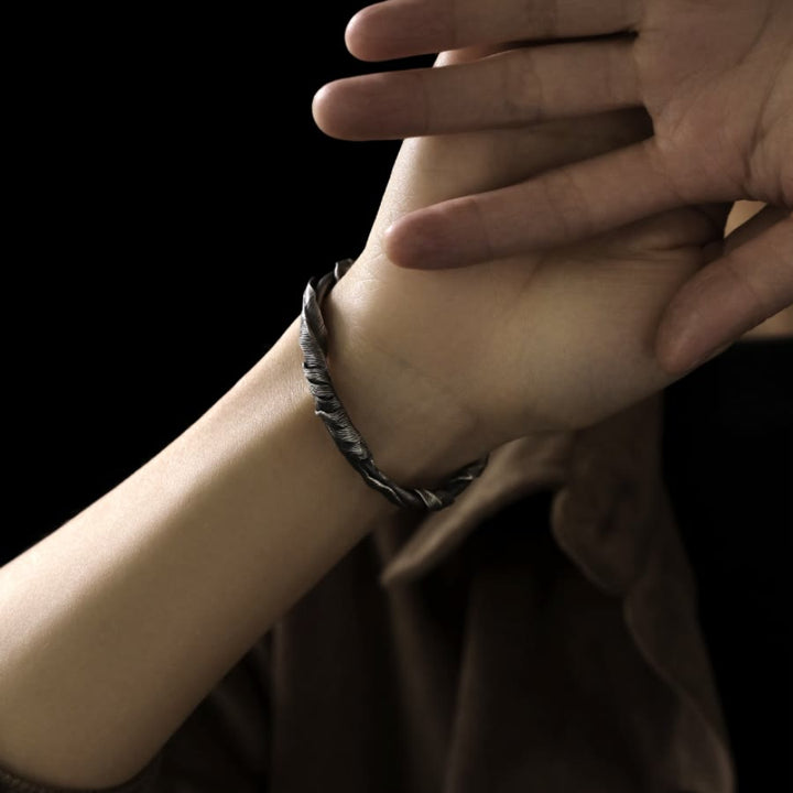 WorldNorse Handcrafted 999 Silver Feather Open Bracelet - image 2