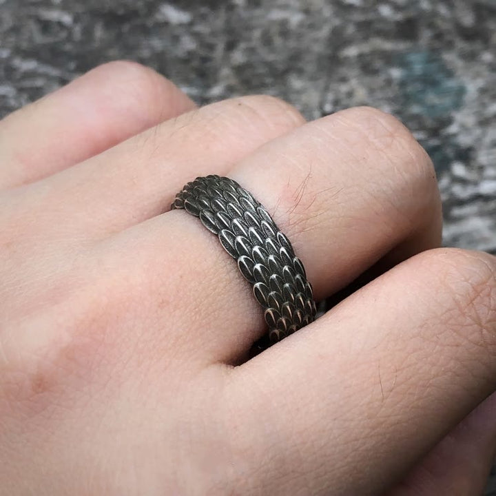 WorldNorse Handcrafted 925 Silver Dragon Scale Ring - image 1