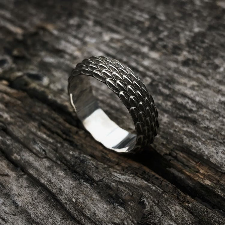WorldNorse 925 Sterling Silver Dragon Scale Ring - US 14 - image 0