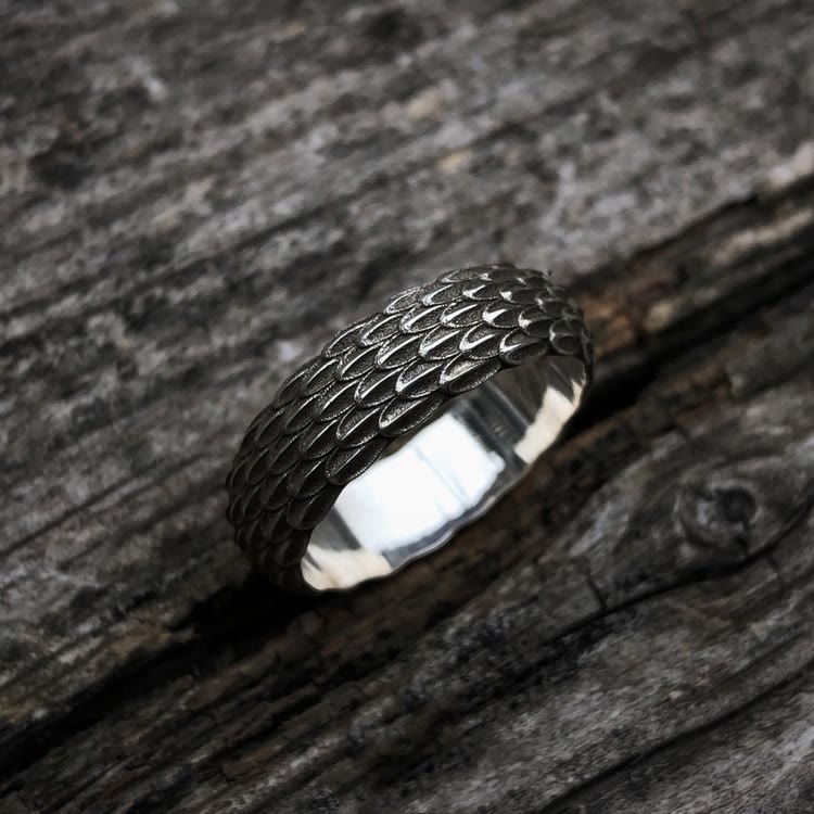 WorldNorse Handcrafted 925 Silver Dragon Scale Ring - image 5