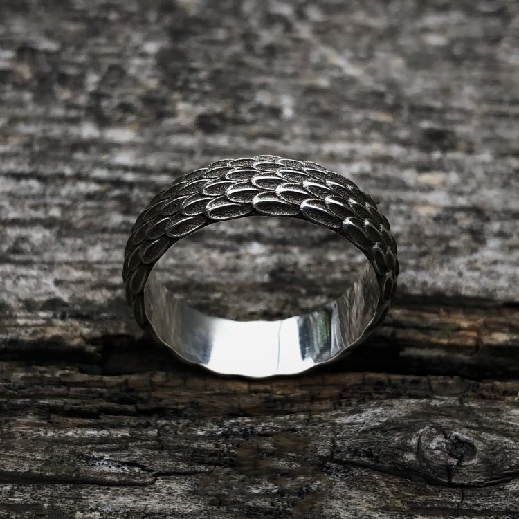 WorldNorse Handcrafted 925 Silver Dragon Scale Ring - image 2