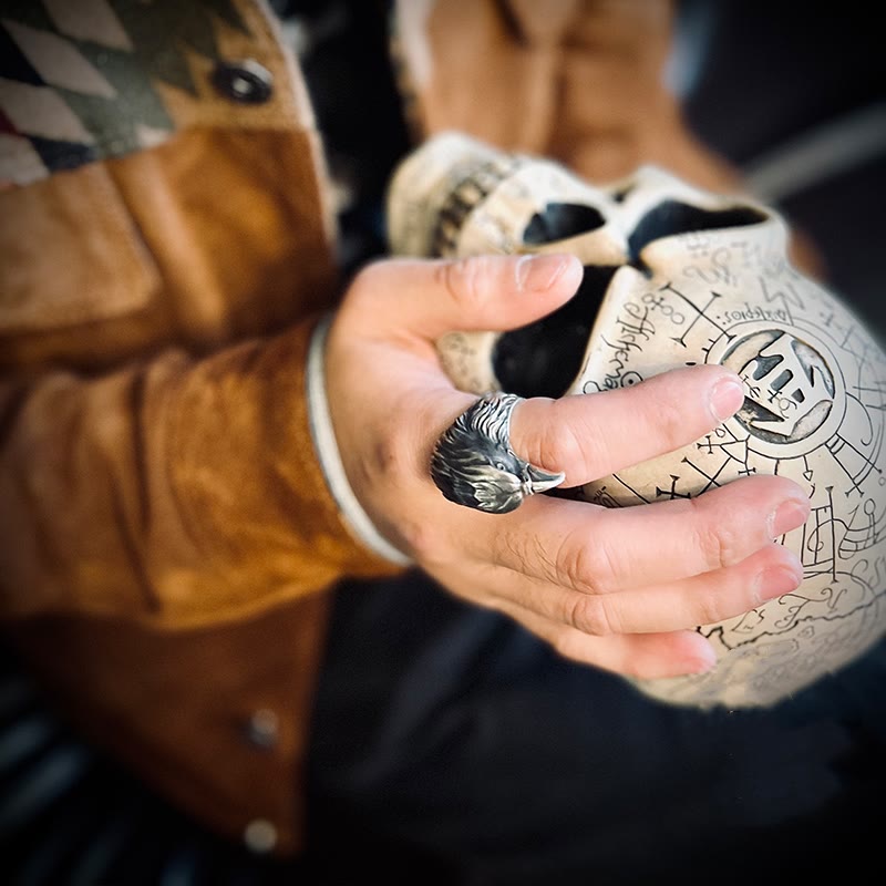 WorldNorse Handcrafted 925 Silver Raven Ring - image 1
