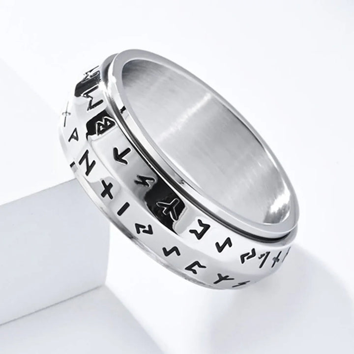 WorldNorse Rune Rotatable Titanium Ring