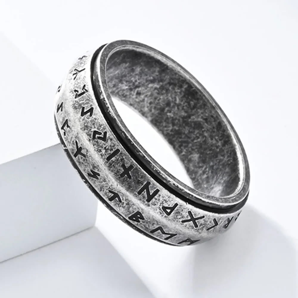 WorldNorse Rune Rotatable Titanium Ring