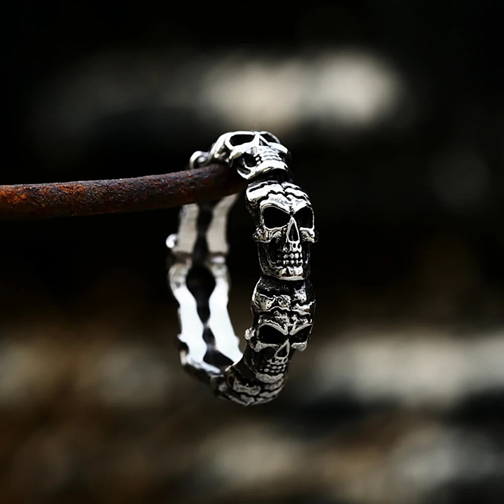 WorldNorse Gothic Stackable Stainless Steel Skull Ring