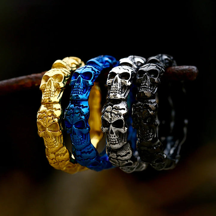 WorldNorse Gothic Stackable Stainless Steel Skull Ring