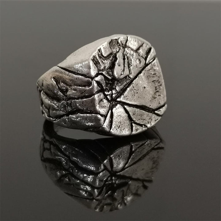 WorldNorse Retro Cracked Stone Texture Stainless Steel Ring