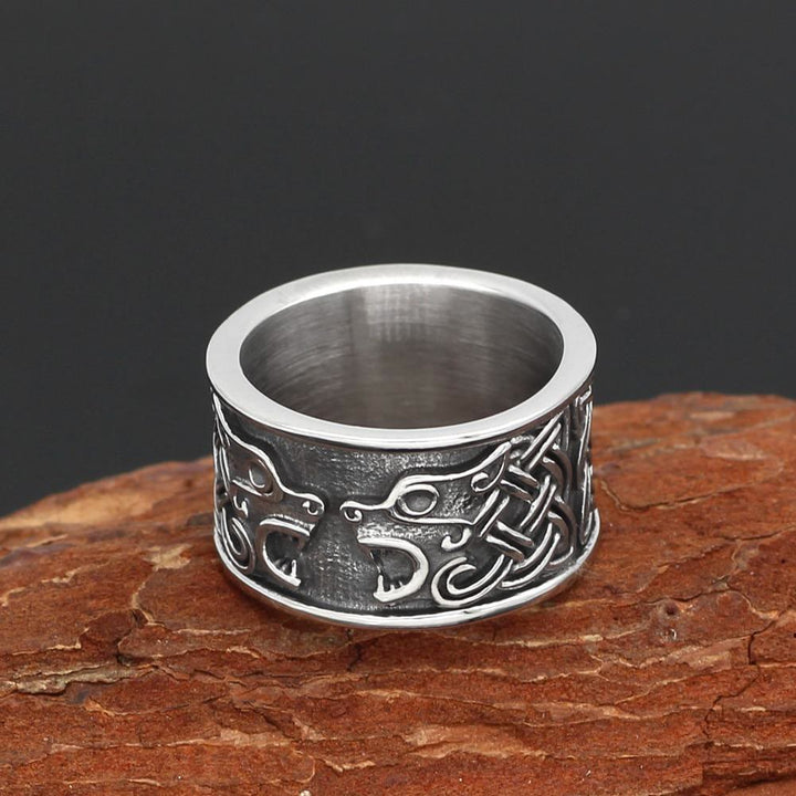 WorldNorse Viking Celtic Open Mouth Fierce Wolf Ring