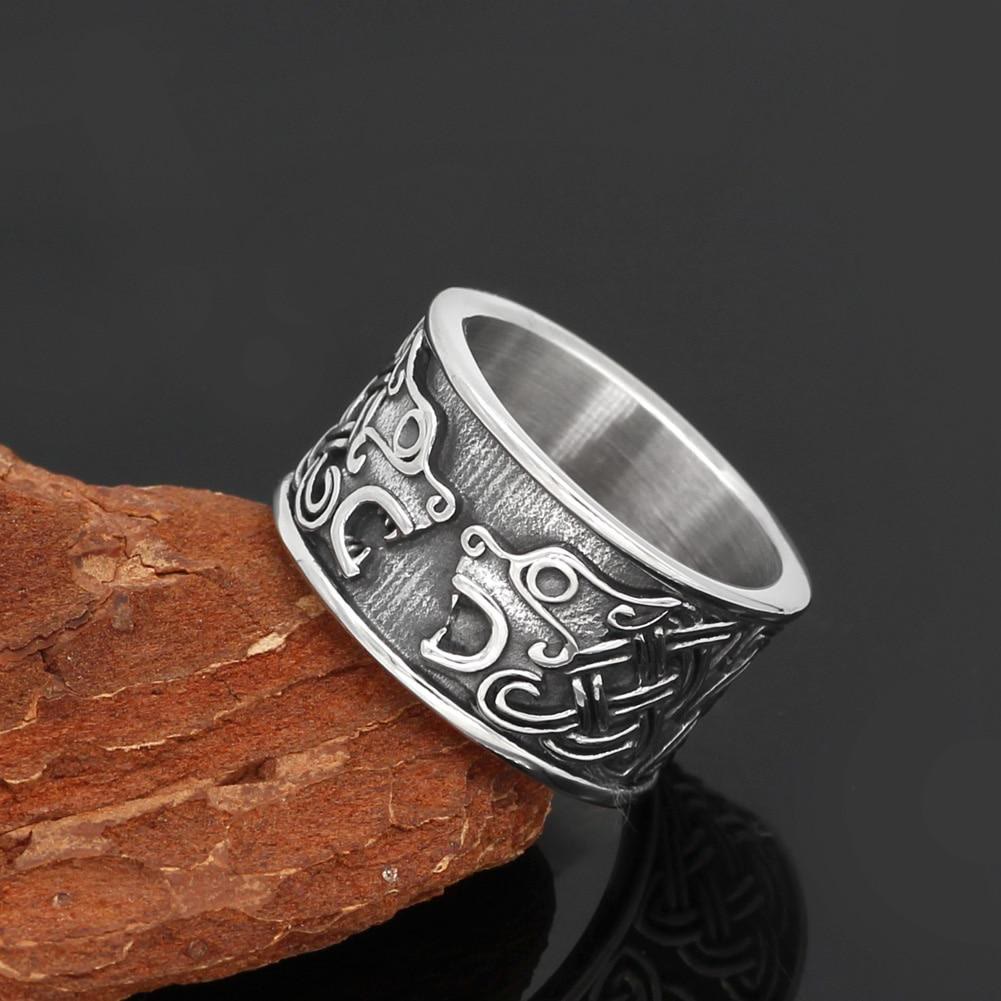 WorldNorse Viking Celtic Open Mouth Fierce Wolf Ring