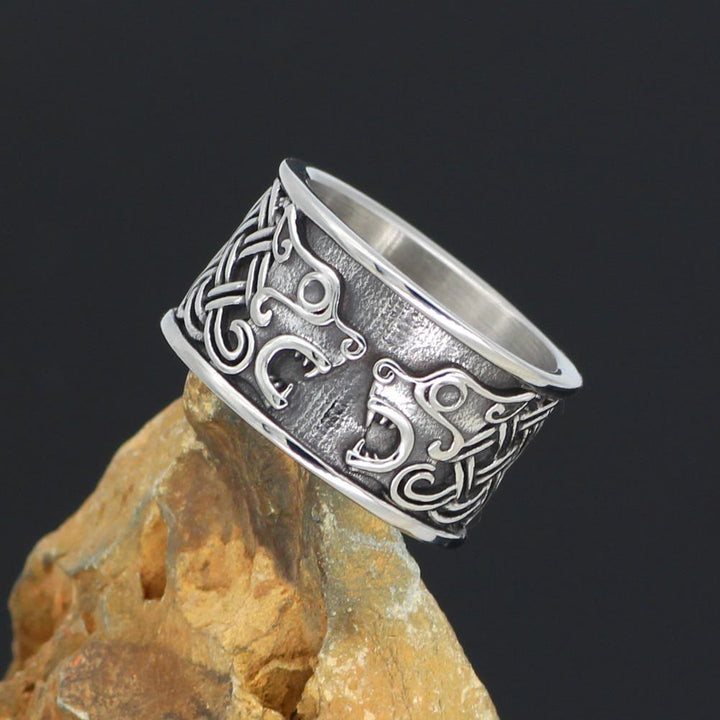 WorldNorse Viking Celtic Open Mouth Fierce Wolf Ring