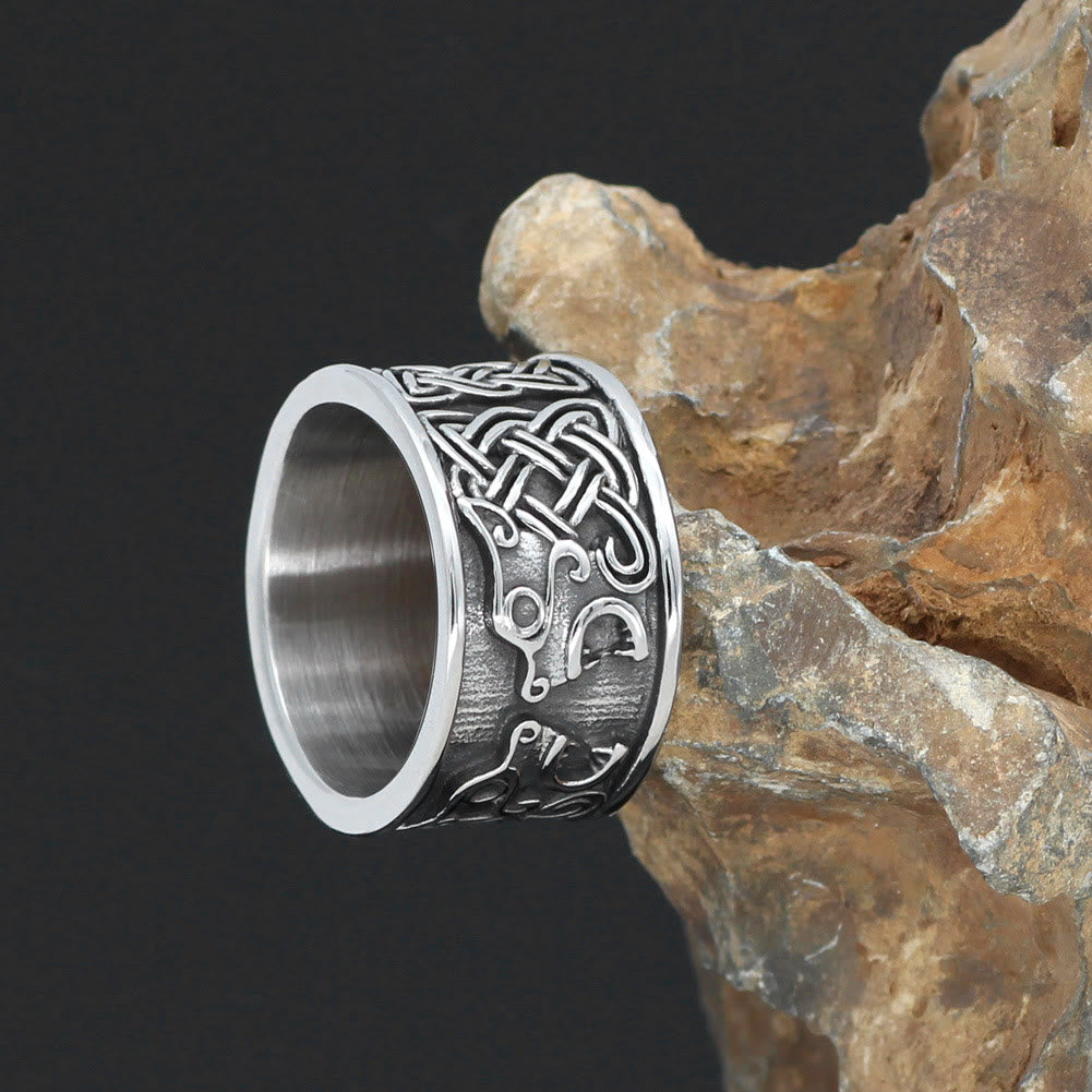 WorldNorse Viking Celtic Open Mouth Fierce Wolf Ring