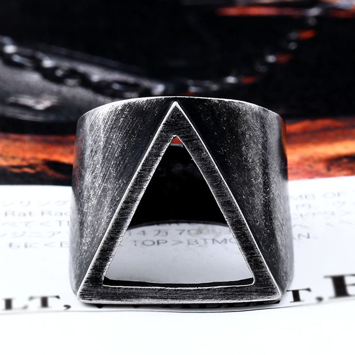 WorldNorse Vintage Valknut Triangle Cutout Biker Ring