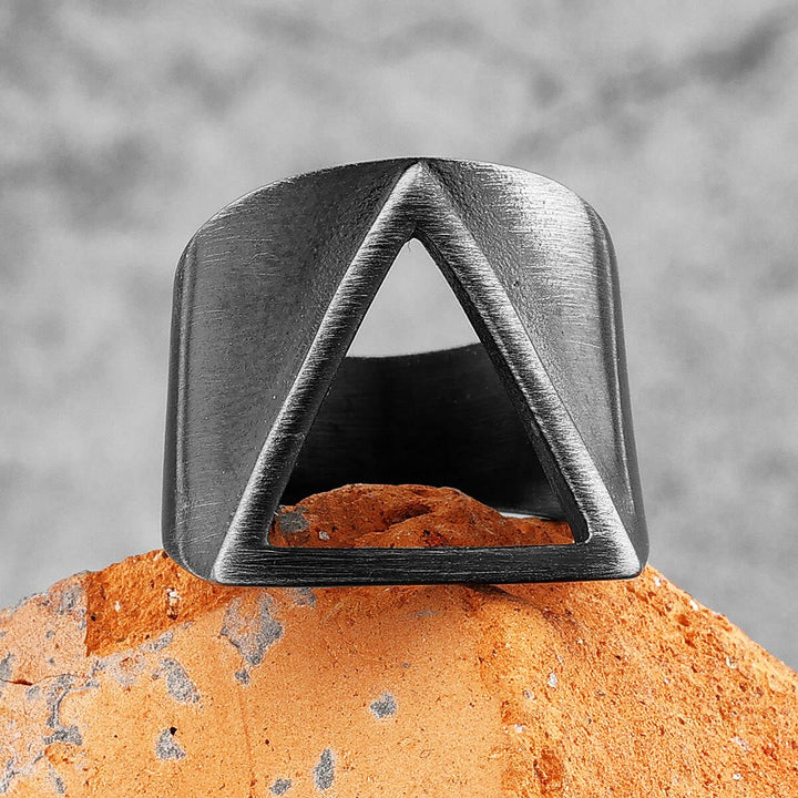 WorldNorse Vintage Valknut Triangle Cutout Biker Ring