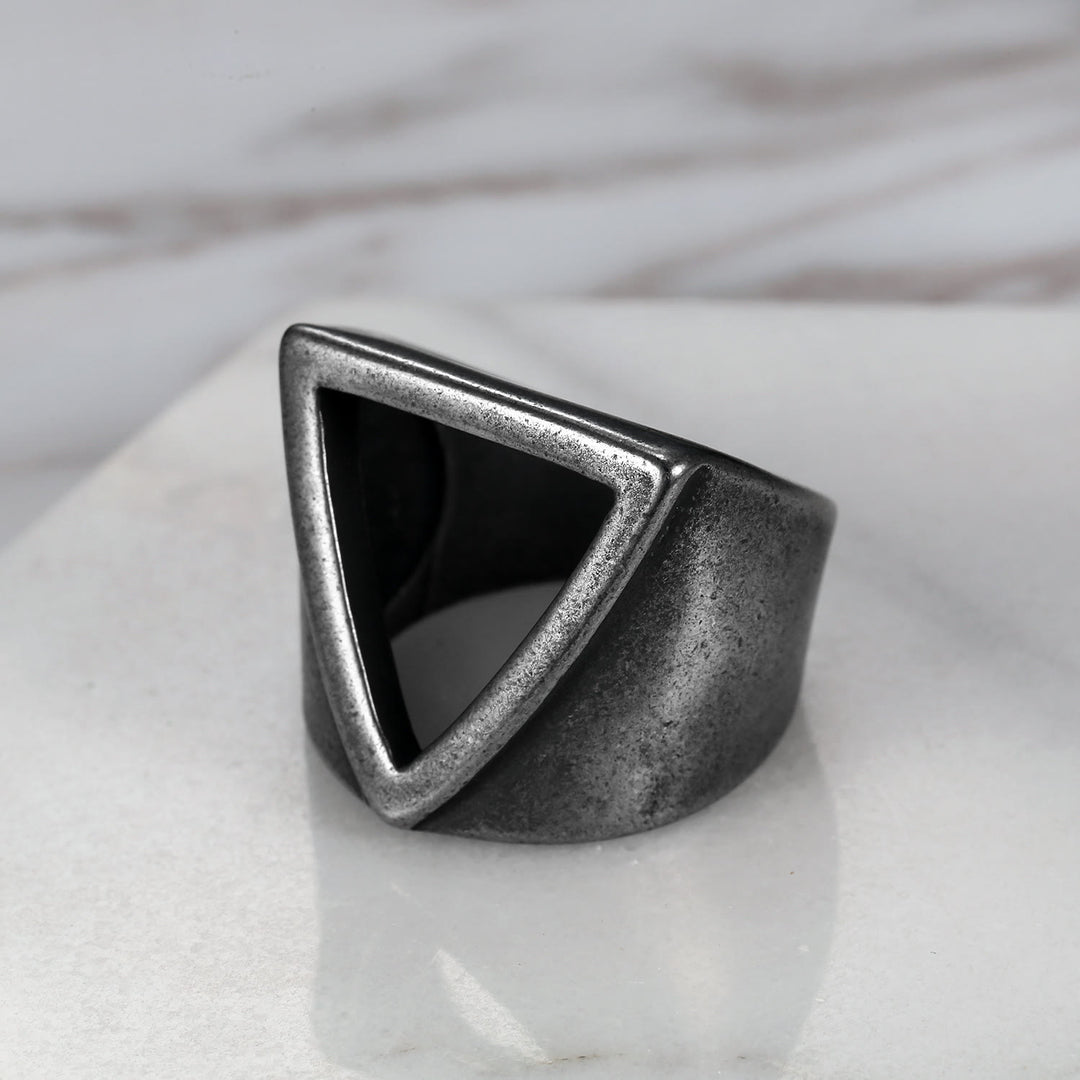 WorldNorse Vintage Valknut Triangle Cutout Biker Ring