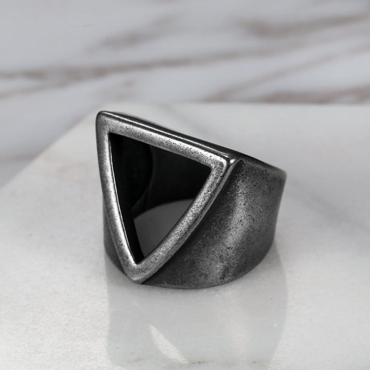 WorldNorse Vintage Valknut Triangle Cutout Biker Ring