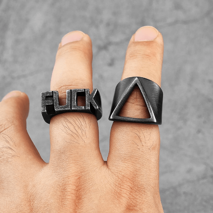 WorldNorse Vintage Valknut Triangle Cutout Biker Ring