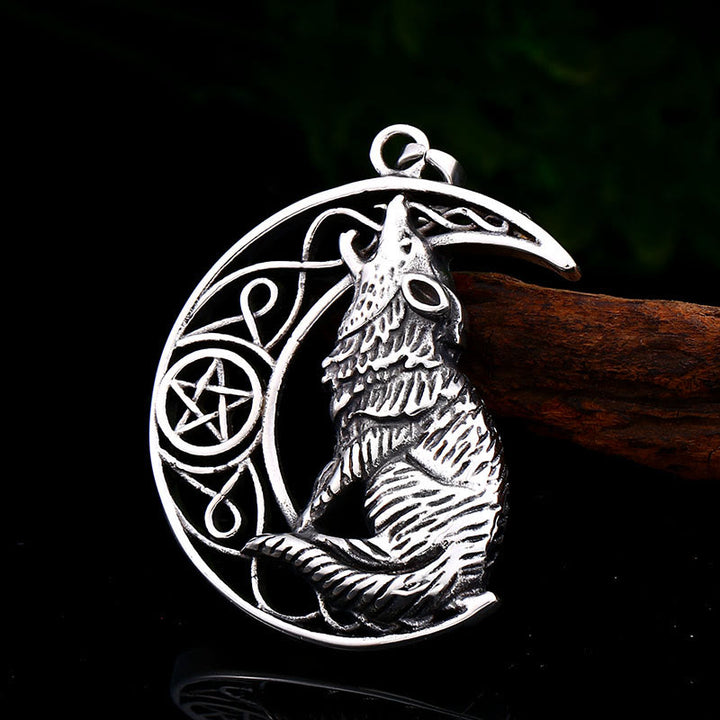 WorldNorse Wolf Head Half Moon Necklace - image 1