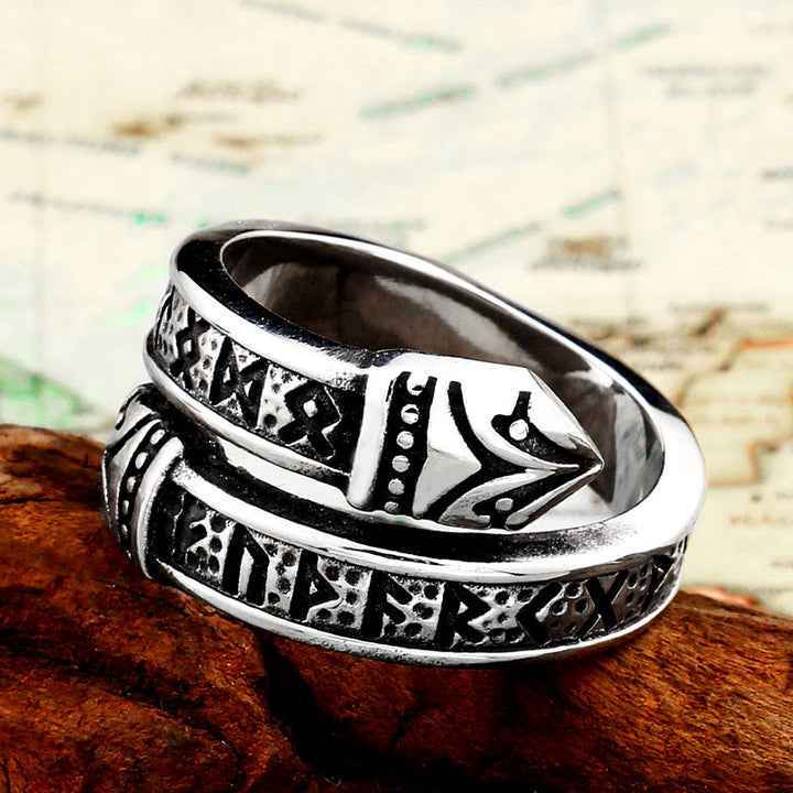 WorldNorse Double Dragon Head With Rune Ring