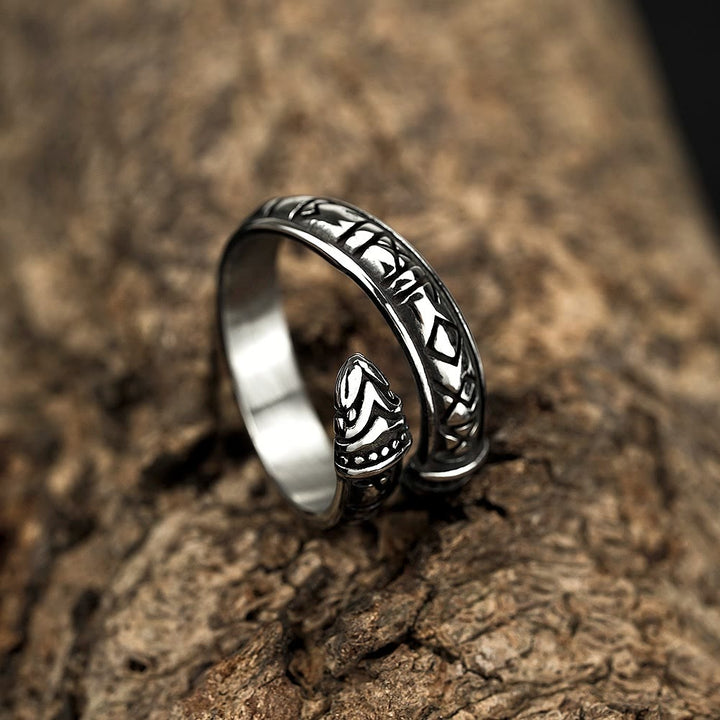 WorldNorse Double Dragon Head With Rune Ring