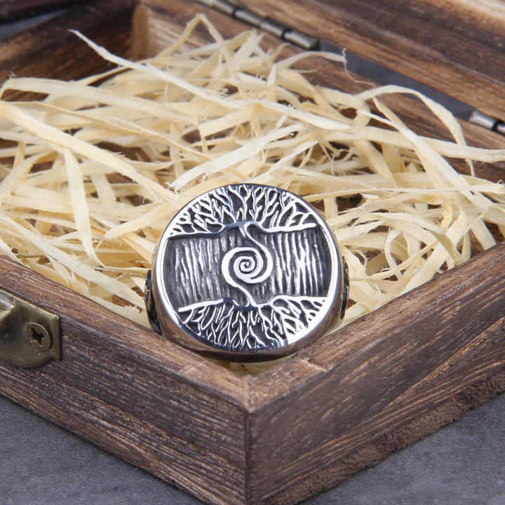 WorldNorse Triple Horn Of Odin Yggdrasil Ring