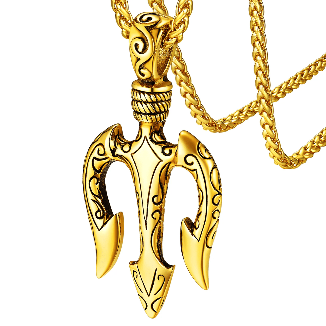 WorldNorse "Power and Courage" Poseidon Trident Necklace - Gold - image 12