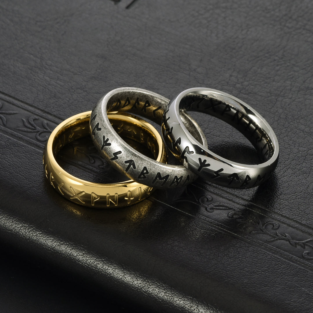 WorldNorse Viking Rune Stainless Steel Classic Ring